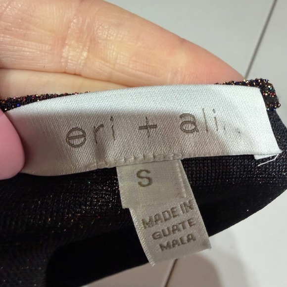 Eri + Ali Metallic Rainbow Surplice Tank Top Women S Black Glam Disco Shimmer - Picture 6 of 11